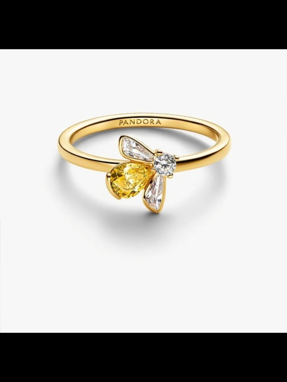 Pandora Gold Bee Ring with Yellow and Clear Stones